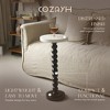 COZAYH Small Pedestal Round End Table, Living Room Furniture, Black and White - 2 of 4