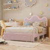 Boucle Upholstered Princess Bed Frame with Flower Headboard, Storage Drawers, Wooden Slats, No Box Spring - 3 of 4