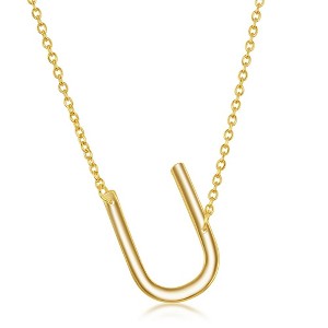 Bella Silver Sterling Silver Sideways Initial 18" Pendant Necklace - Available Colors: Silver, Gold - 1 of 2