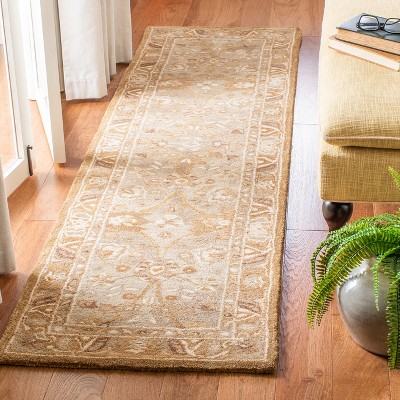 Handmade Silver and Light Brown Wool Tufted Runner Rug