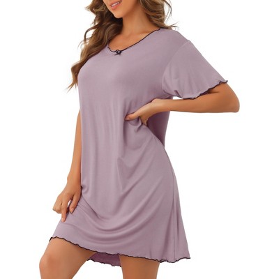 cheibear Women's Ruffled Short Sleeve Bow-Knot Soft Short Nightgowns