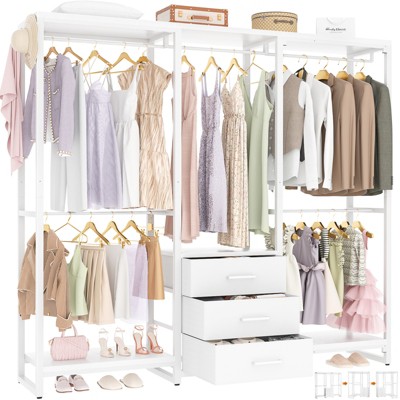 Aheaplus 65.5'' Freestanding Garment Rack,  Portable Closet Organizer with Drawers and 5 hanging Rods