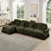 Modular L-Shaped Sectional Sofa with Flared Arms, Removable Ruffles Skirts & Movable Ottoman, Comfy Chenille Deep Seat Couch - 3 of 4