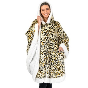PAVILIA Angel Wrap Hooded Blanket for Women Adult, Wearable Cozy Wrap Throw Fleece Shawl Cape - 1 of 4