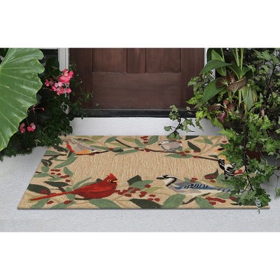 Whimsical Garden Birds Handmade Outdoor Rug 20"x30"