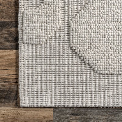 Ivory Geometric Flat Woven Wool 4' x 6' Area Rug