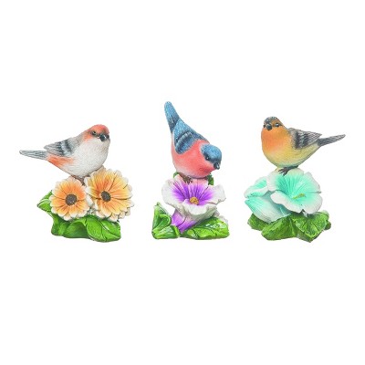 Transpac Resin Bright Bird & Flower Set of 3 Spring Home Decorations