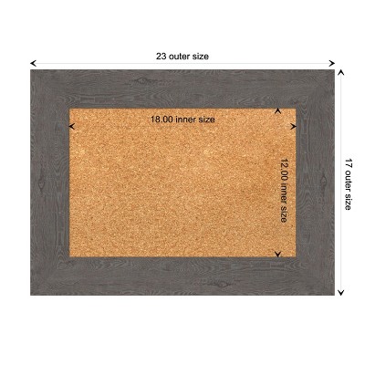 Rustic Plank Grey Framed Natural Cork Bulletin Board, 23" x 17"