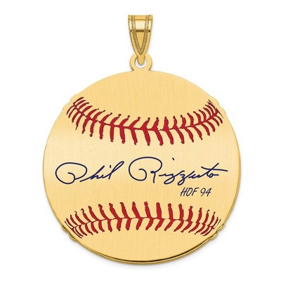 Black Bow Jewelry 14K Gold Plated Phil Rizzuto Signature LG Enamel Baseball Pendant