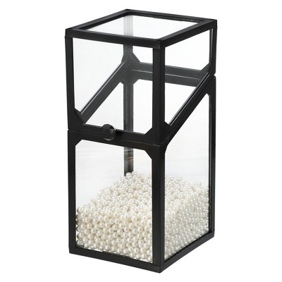 Unique Bargains Dustproof Faux Pearl Decor Clear Makeup Brush Holder with Lid 1 Pc