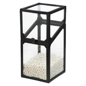 Unique Bargains Dustproof Faux Pearl Decor Clear Makeup Brush Holder with Lid 1 Pc - 1 of 4