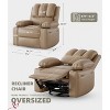 Swivel Rocking Recliner Chair, PU Leather Reclining Nursery Rockers with Heat & Massage 360° Round Base Rocker Recliner Chair - 3 of 4