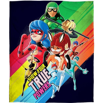 Intimo Miraculous Ladybug True Power Soft Cuddly Plush Fleece Throw Blanket Wall Scroll Multicoloured