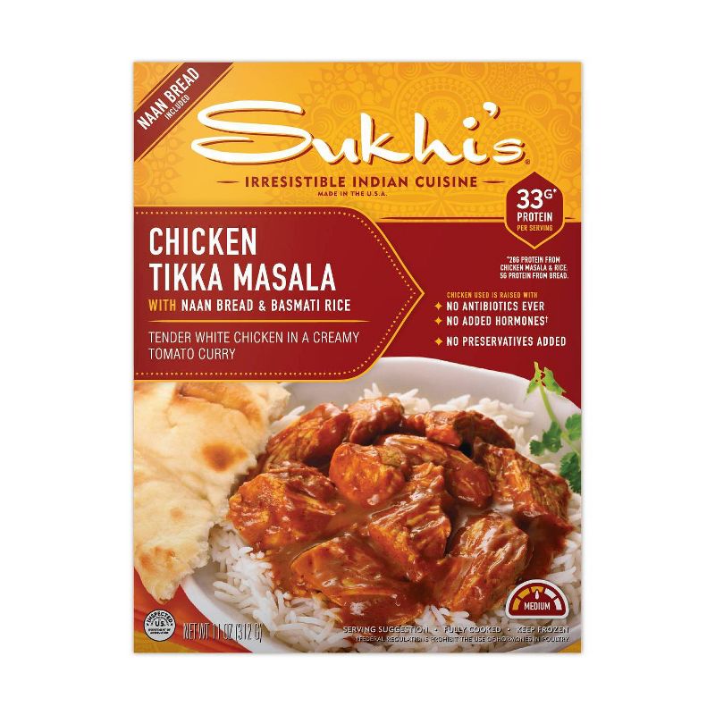 Sukhi&#39;s Frozen Chicken Tikka Masala Curry Indian Frozen Meal Entr&#233;e with Soft Naan Bread &#38; Basmati Rice - 11oz, 4 of 7