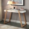 Breighton Home Oslo Sundance Desk White: Mid-Century Modern, Glass Surface, MDF Frame, Open Shelf - 2 of 4