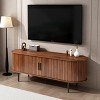 55 in. Modern TV Console Table/Stand with Storage Compartment and Sliding Door, Media Console with Storage, Walnut color - 4 of 4