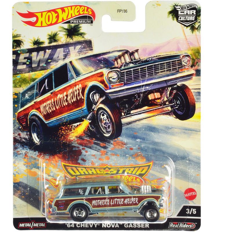 "Drag Strip" 5 piece Set "Car Culture" Series Diecast Model Cars by Hot Wheels, 4 of 7
