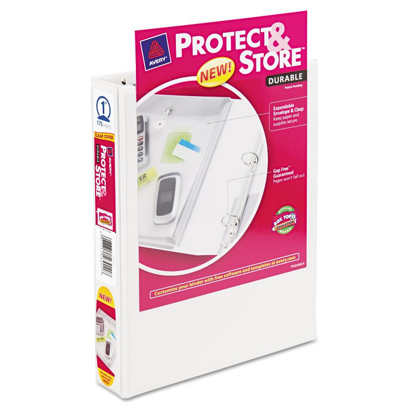 Avery Mini Protect & Store View Binder w/Round Rings 8 1/2 x 5 1/2 1" Cap White 23011, 2 of 7