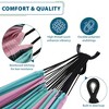 Vivere Double Cotton Hammock, Comfortable Hanging Daybed, Outdoor Relaxing Lounger with Steel Stand and Carry Bag, 9 Foot, Watermelon - 2 of 4