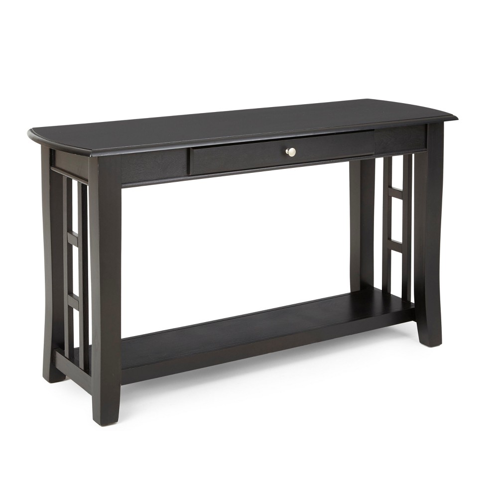Cassidy Sofa Table Black - Steve Silver Co.: Glossy Finish, Entryway Console with Storage Shelves