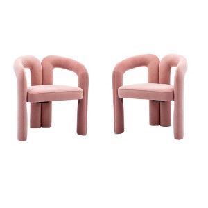 NicBex Modern Wood Accent Chairs Set of 2, Velvet Fabric Living Room Chair, Barrel Dining Chair for Living Room, Dining Room - 1 of 4