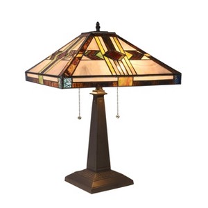 Chloe Lighting Jeremiah Tiffany-style Blackish Bronze 2 Light Mission Table Lamp 16" Shade - 1 of 4