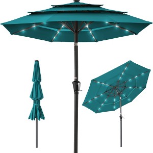 Best Choice Products 10ft 3-Tier Solar Patio Umbrella w/ 24 LED Lights, Tilt Adjustment, Easy Crank - 1 of 4