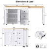 Kitchen Island with Extendable Table, Kitchen Island with Power Outlet and 3 Drawers and Spice Rack,  MDF Frame Kitchen Island-Coolbibila - 4 of 4