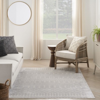 Gray Trellis Pattern Synthetic Rectangular 4' x 6' Washable Rug