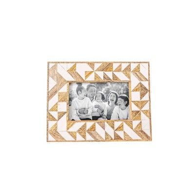 4X6 Inch 4 Photo Hanging Picture Frame Galvanized Metal and Wood Frame with  MDF, Jute & Glass by Foreside Home & Garden