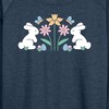 Women's - Instant Message - Stencil Bunnies With Flowers Lightweight French Terry Wide Neck Long Sleeve Shirt - 2 of 4