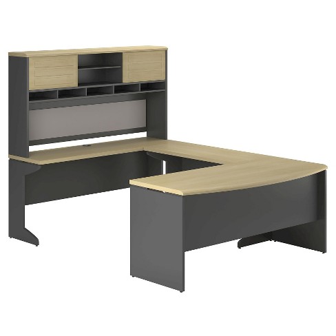 Pursuit Benjamin U Shaped Desk With Hutch Bundle Natural Gray