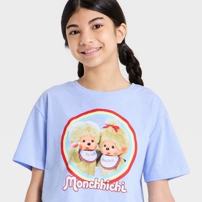 Monchhichi Girls' Monchhichi Short Sleeve Oversized Graphic T-Shirt - Sky Blue XL — фото 2
