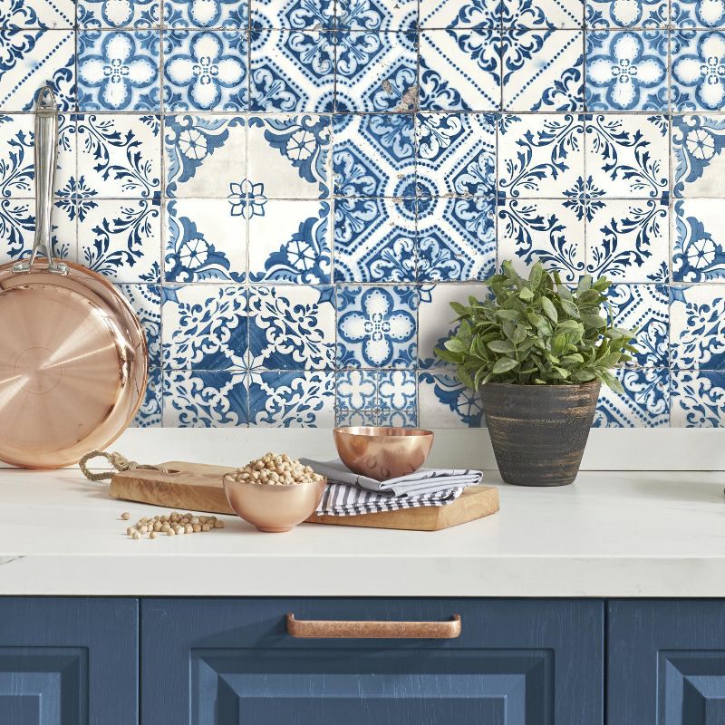 RoomMates Mediterranian Tile Peel &#38; Stick Wallpaper Blue, 4 of 10