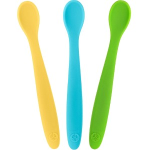 WeeSprout Silicone Baby Spoons, First Stage Infant Feeding Utensils With Soft-Tip, Set of 3 - 1 of 4
