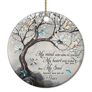 Dragonfly Memorial Ornament - Ceramic Remembrance Keepsake with Tree and Quote - Bereavement Sympathy Gift - 1 of 4
