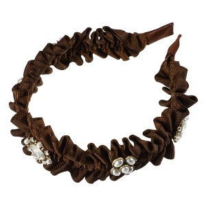 Unique Bargains Women's Rhinestone Pleated Headband Faux Pearl Headband 1 Pc - 1 of 4