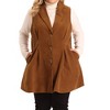 Agnes Orinda Women's Plus Size Ribbed Corduroy Single Breasted Casual Pocket Peplum Hem Long Fashion Vests - 2 of 4