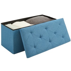 VECELO 46"/30"/15"/11.8" Folding Storage Ottoman Bench, Storage Chest, Linen Fabric Foot Rest Stool, Storage Footstools, Folding Storage Ottoman - 1 of 4