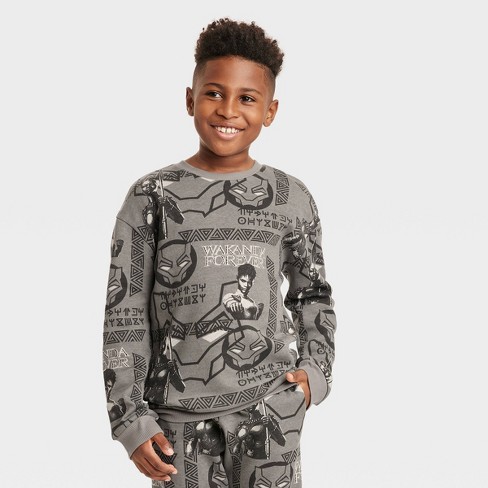 Boys Printed Round Neck Sweatshirt - Black