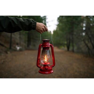 Stansport 12" Red Metal Hurricane Lantern with Glass Globe
