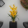 Nearly Natural 19-in Dancing Lady Orchid Liquid Illusion Artificial Flower Arrangement, Yellow - 2 of 2