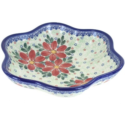 Blue Rose Polish Pottery Poinsettia Large Daisy Bowl