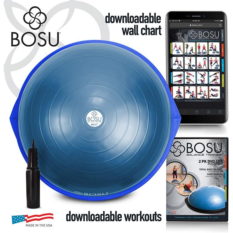 Bosu 72-10850 Home Gym Equipment The Original Balance Trainer 65 cm Diameter, Blue, 2 of 7