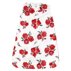 Hudson Baby Infant Girl Plush Sleeping Bag, Sack, Blanket, Red Rose Floral - 1 of 2