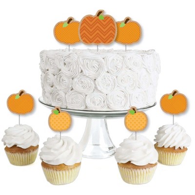 Big Dot of Happiness Pumpkin Patch - Dessert Cupcake Toppers - Fall, Halloween or Thanksgiving Party Clear Treat Picks - Set of 24