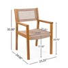 Two-Pack Light Brown Braided Wood Dining Chairs featuring Handrails - 3 of 3