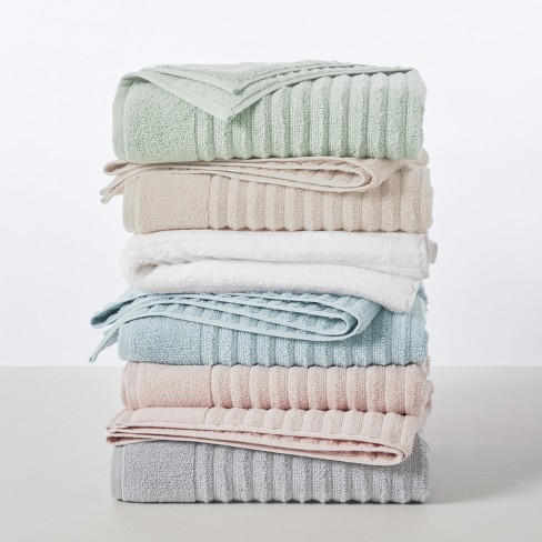 Zero-twist, 100% Combed Cotton Ribbed Bath Towel Set (4 Pack Bath, Blush) :  Target