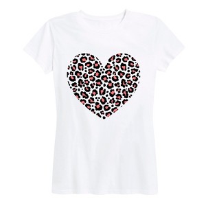 Women's - Instant Message - Black Pink Cheetah Heart Short Sleeve Graphic T-Shirt - 1 of 4
