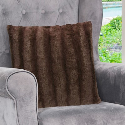 Chocolate Faux Fur 18x18 Decorative Pillow Cover